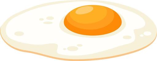 Cartoon illustration of a single fried egg showing a bright orange circular yolk surrounded by cooked egg white, creating a simple yet appealing visual of a classic breakfast food vector
