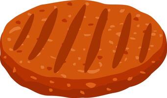 Juicy grilled burger patty with prominent grill marks isolated on a white background, perfect for showcasing a delicious and cooked meat product vector