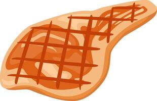 Grilled meat showing diamond shaped cooking grid marks on a white background, depicting a delicious and freshly cooked piece of meat ready to be served vector
