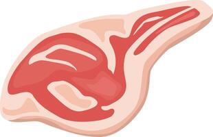 Cartoon illustration featuring a slice of raw red meat, emphasizing vibrant colors and textures, perfect for themes of cooking, butchery, and fresh ingredients vector