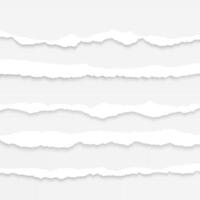 Torn paper. Realistic torn paper banners with ripped edges and shadow. Horizontal notebook strips, blank gray sheets with text space. infographic template vector