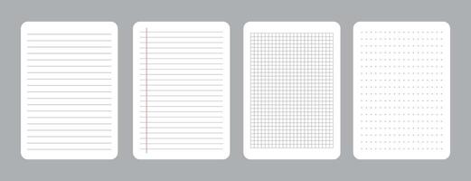 Set of realistic of blank sheets of square and lined paper from a block isolated on a gray background vector