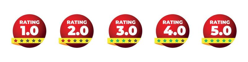 Rating stars badges. Feedback or Rating. Rank, level of satisfaction rating. Five stars banner set. vector