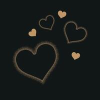 Gold Heart. Love. Gold heart Frame . Calligraphy heart background. Heart Gold.Print vector