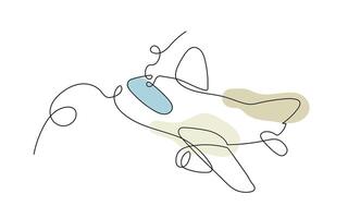 Minimalist One Line Drawing of an Airplane vector