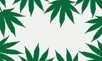 Green cannabis leaves on white background. Frame with Cannabis leaves. vector
