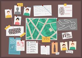 Cartoon Color Detectives Board with Elements Concept. vector