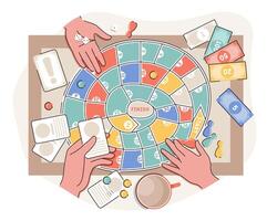 Cartoon Color Boardgame Table Top View. vector