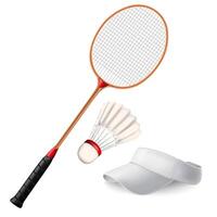 Realistic Detailed 3d Different Badminton Elements Set. vector
