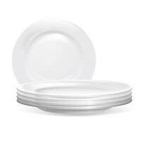 Realistic Detailed 3d Stack of Clean Plates. vector