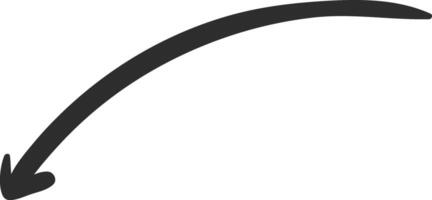 Hand drawn downward curved arrow pointing downwards, serving as an effective tool for emphasizing key information in presentations, documents, or various design projects vector