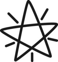 Simple, hand drawn five pointed star with short lines emanating from it, suggesting brightness and radiance, isolated on a white background vector