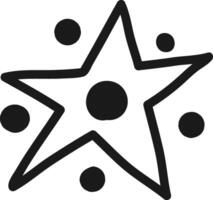 Five pointed star with a thick black outline is surrounded by five solid black dots, creating a simple yet captivating design against a white background vector