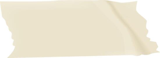 Realistic illustration of a waving piece of beige adhesive tape with torn and irregular edges, isolated on a white background, creating a simple yet visually appealing image vector