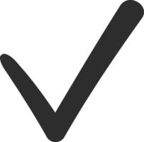 Large dark gray check mark confirms approval, agreement or positive action on plain white background, conveying a sense of completion and correctness vector
