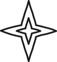 Minimalist illustration featuring a four pointed star with a double outline, creating a sense of depth and radiance, symbolizing hope, guidance, or achievement vector