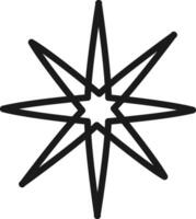 Bold black outline forming an eight pointed star with a smaller star at its center, creating a striking visual on a clean white backdrop, ideal for impactful design projects vector