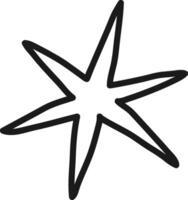 Hand drawn six pointed star stands out with its thick black lines against a clean white backdrop, radiating a sense of childlike wonder and simplistic beauty vector