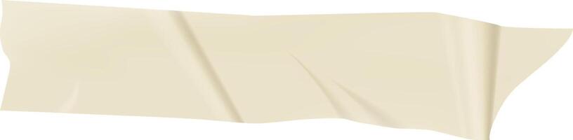 Crumpled beige adhesive tape featuring various wrinkles and folds, isolated against a clean white background, offers a realistic and textured appearance perfect for design projects vector