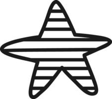 Simple black and white drawing of a five pointed star with horizontal stripes forming a decorative pattern, ideal for various design projects vector