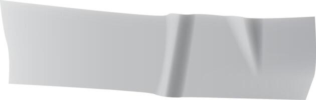 Realistic crumpled piece of white adhesive tape with a wrinkled and folded texture, creating an uneven surface with shadows and highlights, isolated on a white background vector