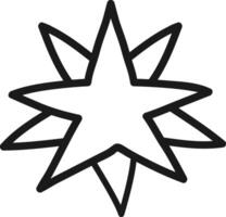 Hand drawn twelve pointed star outlined in black against a crisp white background, capturing a sense of celestial wonder and whimsical charm, perfect for various creative projects vector