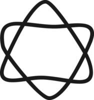 Simple geometric shape with thick black lines intersecting and overlapping, forming a six pointed star symbol with rounded edges, ideal for minimalist logo or decorative element vector