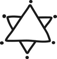 Hand drawn six pointed star with dots at each point, symbolizing Jewish identity, religion, and culture, creating a simple yet meaningful representation of Judaism vector