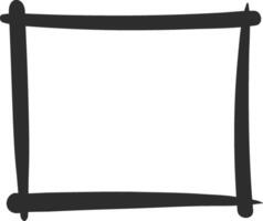 Simple, hand drawn black frame creates a rectangular border, providing a clean and minimalist design element on a white background, suitable for various graphic design applications vector