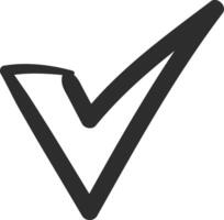 Simple, hand drawn check mark symbolizing approval, agreement, or task completion, conveying a sense of accomplishment and positive outcome vector