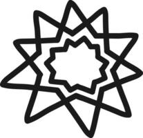 Hand drawn eight pointed star with jagged edges creates a layered effect, adding a touch of unique charm to designs on a clean white background vector