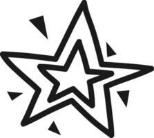 Black outline of a five pointed star surrounded by sparkles, creating a captivating and versatile icon perfect for various design projects and artistic expressions vector