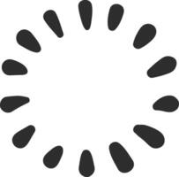 Simple loading icon with sixteen dark gray rounded petals spinning clockwise against a white background, creating a sense of ongoing process and anticipation vector