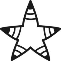 Five pointed star showing striped segments in simple black and white style, suitable for various design purposes related to ranking, celebration, achievement, and festive decorations vector