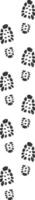 Dark shoe prints creating a vertical line on a white background evoke a sense of journey and passage, symbolizing movement and exploration through minimalistic design vector