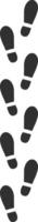 Dark gray footprints creating a vertical trail on a clean white background symbolize a journey, progress, and the act of leaving a mark along a chosen path vector