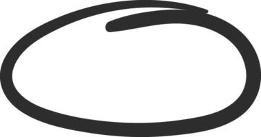 Irregular black oval shape is drawn with a thick marker, creating a frame for text or emphasizing a specific area on a clean white background, perfect for educational or business presentations vector