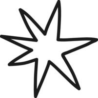 Hand drawn eight pointed star, featuring a simple and elegant design, stands out against a white background, adding a whimsical touch to various creative projects and designs vector