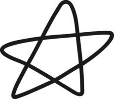 Simple, imperfect, hand drawn five pointed star created with one uninterrupted black line on a white background, conveying a sense of childlike creativity or spontaneous drawing vector