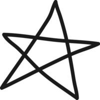 Simple black childish drawing of a five pointed star representing rating, evaluation, quality and customer satisfaction on a white background vector