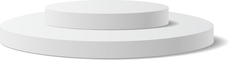 Two white round podiums creating a pedestal for displaying products, perfect for showcasing items in a clean and minimalist style against a white backdrop vector