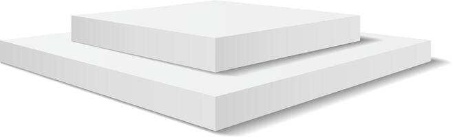Two white square podiums creating a pedestal casting a shadow on a white background, ideal for showcasing products or concepts related to success, achievement, and leadership vector