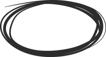 Black oval shape created with multiple overlapping strokes of a marker, forming a frame for text or images, conveying emphasis and visual interest vector
