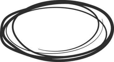 Irregular oval shape created with multiple overlapping hand drawn black lines on a white background, suitable for highlighting important information or creating a focal point vector