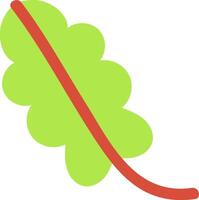 Minimalist illustration of a green oak leaf crossed by a red diagonal stripe, representing nature, growth, and environmental concepts vector