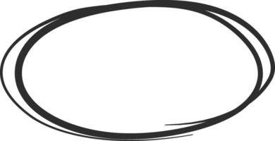 Irregular black oval shape is drawn with a felt tip pen on a white background, creating a simple yet effective way to highlight important information vector