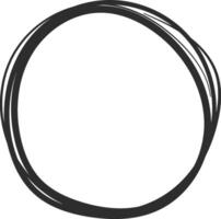 Irregular black circle is drawn with multiple lines creating a frame for text or images, providing a simple yet effective way to draw attention to key elements on a clean white backdrop vector