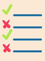 Checklist features alternating checkmarks and crosses, symbolizing completed and pending tasks in a project management or evaluation context vector