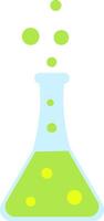 Green and yellow bubbling liquid contained in an Erlenmeyer flask represents a chemical reaction or scientific experiment, perfect for educational or research related projects vector