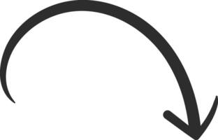 Curved arrow pointing downward, featuring a clean and modern design. Isolated on a white background, this illustration serves as a simple graphic element for various applications vector